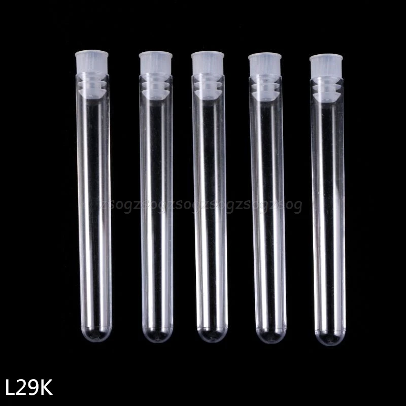 

50Pcs/Pack 12x100mm Transparent Laboratory Clear Plastic Test Tubes Vials With Push Caps School Lab Supplies F21 19 Dropship