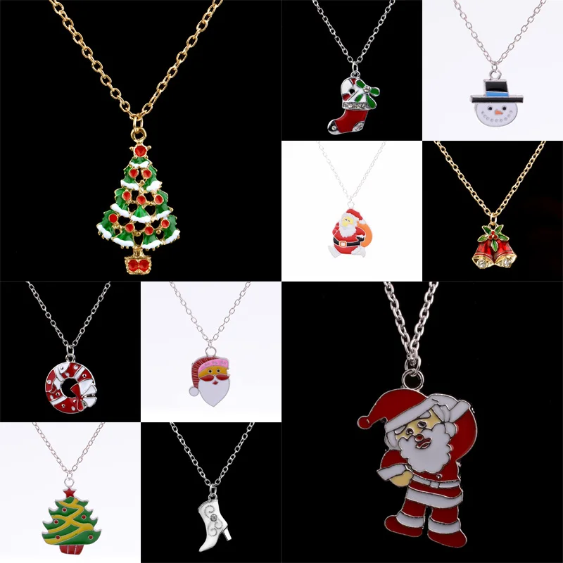 Christmas Xmas Gift Jewelry Bell Santa Claus Tree Boot Fashion Pendant Necklace 