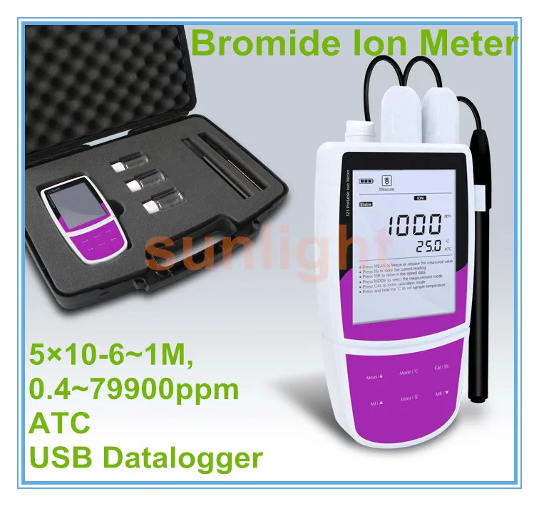

Portable Bromide Ion Meter with USB Datalogger 5*10-6~1M, 0.4~79900ppm