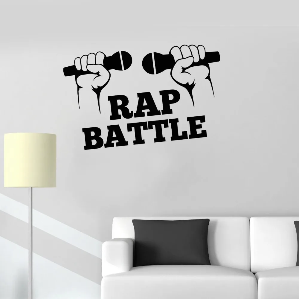 Vinyl Decal Rap Hip Hop Music Battle Microphone Wall Stickers Muralin