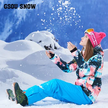 

Gsousnow new single board, double board, warm, windproof, waterproof, breathable mountaineering suit, ski suit, women's suit