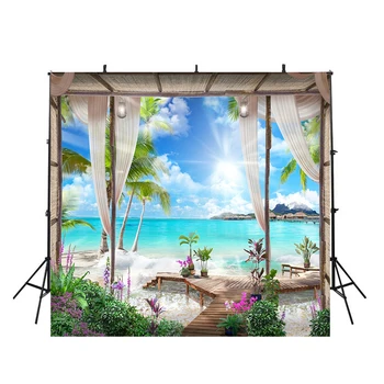 

large beach photo backdrop hawaiian luau photo booth props beach scene photo backdrop holiday background wedding party