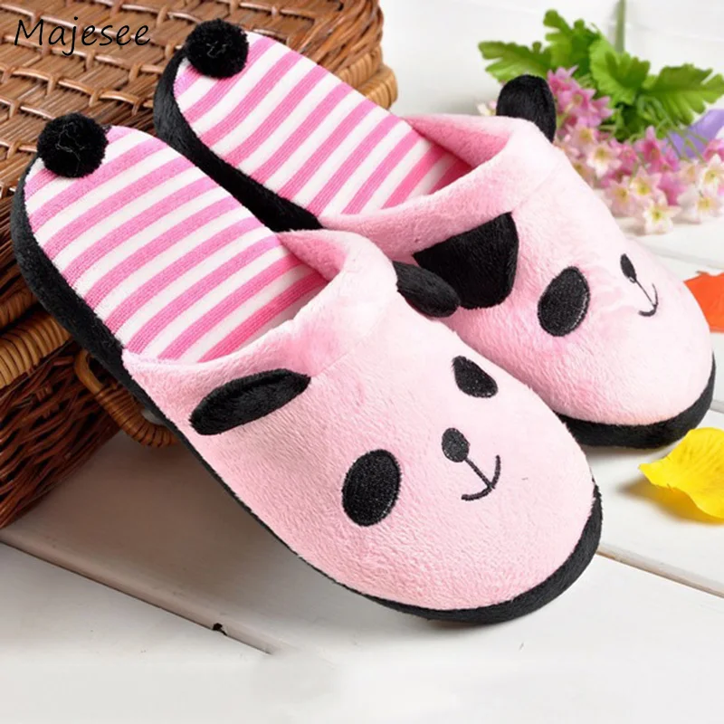 

Winter Slippers Women Plush Indoor Simple Cute Cartoon Chic Soft Flock Womens Thicker Kawaii Leisure Female Shoes Warm Flat With