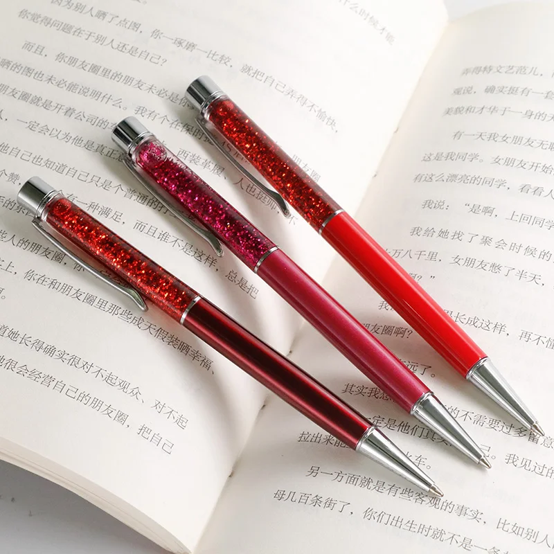 

1PCS Creatively Luxury Ballpoint Flow Oil Crystal Gold Foil Metal Copper Colorful High-grade Gold Powder Quicksand Pen
