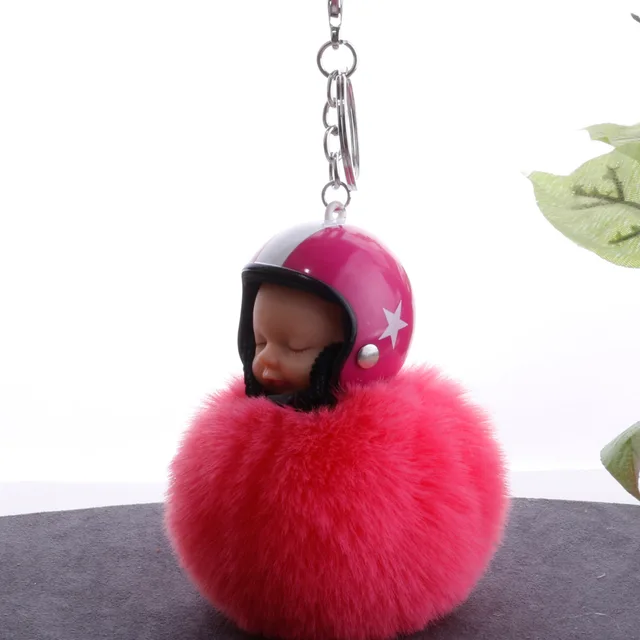New Plush Sleeping Baby Doll Kawaii keychain Soft Touch Cute Kids Key