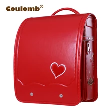 Coulomb Niños Mochila Ortopédicos Para School Girl Bag PU de Cuero Rojo del AMOR Princesa Bebé Mochilas Niños Mochilas 2017 Nueva