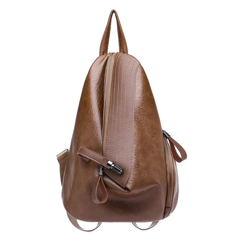 

Double shoulder bag female 2018 new fashion casual personality dumplings soft leather triangular locking small backpack tide