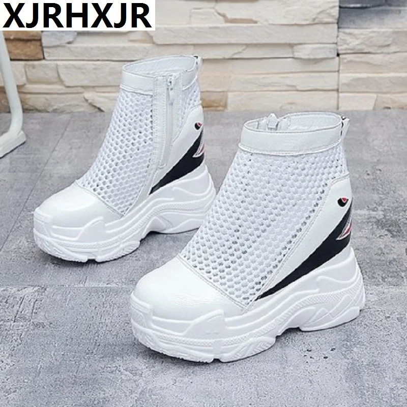 12cm Women Sandals 2019 Summer Hidden Heel Gladiator Sandals For Woman Fashion Hollow Out Chunky Sandal Women Summer Beach Shoes