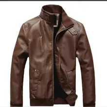 Искусственная кожа куртка Для мужчин стенд воротник осень новых Для мужчин; искусственная кожа куртка+ Локомотив Стиль Для мужчин Slim Fit Куртка чёрный; коричневый 561261