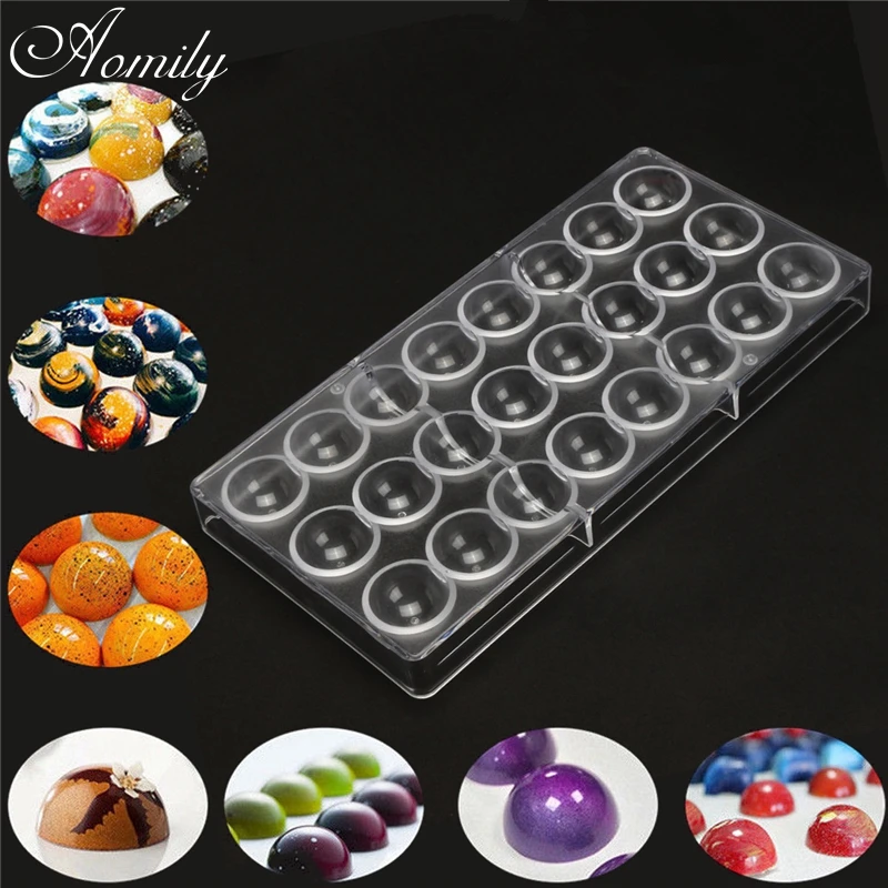 

Aomily 24 Half Ball Clear Hard Chocolate Mold DIY Fondant Tool Baking Polycarbonate PS Candy Maker Cake Mousse Mould Home Gift