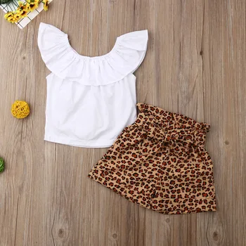 

New Products 2019 Baby Kids Girls Sleeveless Tops Leopard Print Pants Shorts 2Pcs Sets Clothes