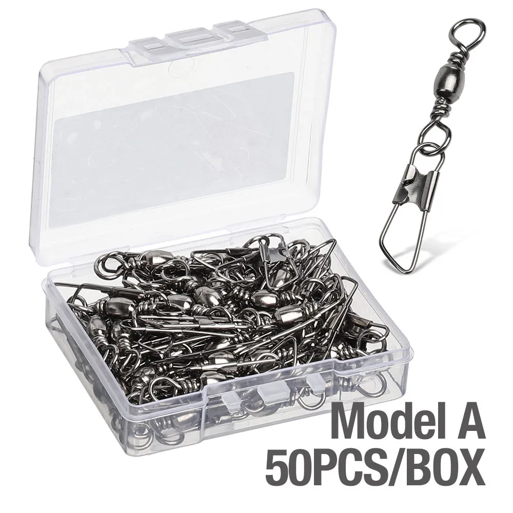 50 PCS A DONQL 10/20/50 шт./лот поворачивается блокировки рыболовные подшипников качения Нержавеющая сталь с застежкой на крючок воблер соединитель - Цвет: 50 PCS A