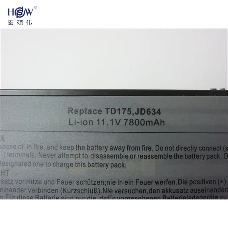 HSW Аккумулятор для ноутбука Dell Latitude D620 D630 D631 M2300 KD491 KD492 KD494 KD495 NT379 PC764 PC765 PD685 RD300 TC030