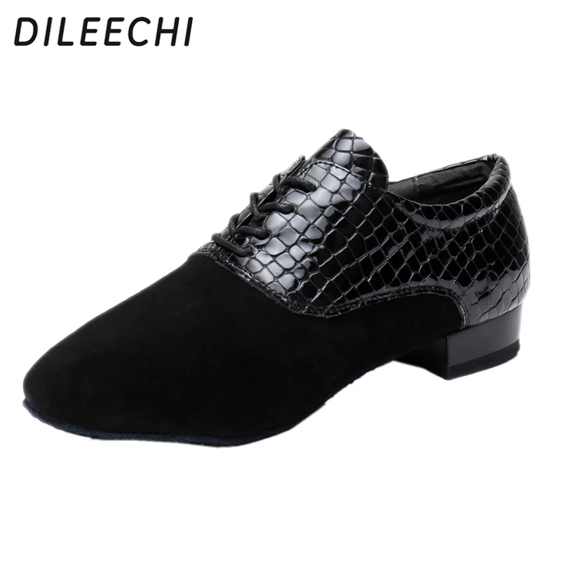 

DILEECHI men's Leather velvet Modern Ballroom dance shoes Practice Teacher shoes soft outsole New arrival