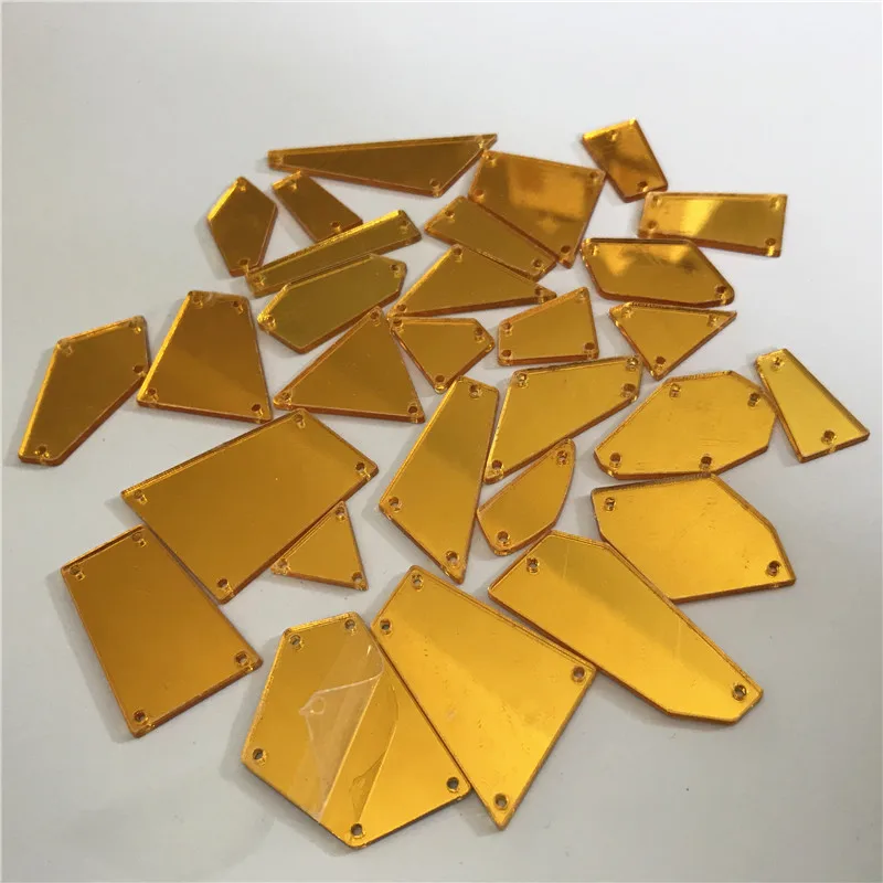 Высокое качество Золотые Зеркальные стразы с плоской задней частью 30 стилей золотые акриловые пришивные камни аксессуары для одежды