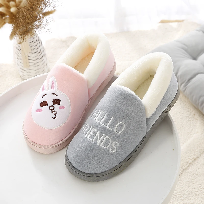 

Gentlemen Plush Slippers Plus Size 40-45 Men'S Indoor Home Slippers Winter Warm Shoes Adult Solid Coffee Male Slippers