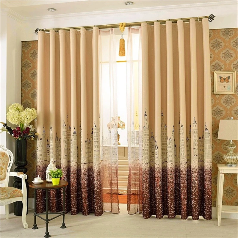 Single Panel Punching Window Curtains Mediterranean Bedroom Single Panel Punching Window Curtains Mediterranean Bedroom Balcony Castle City European Style Blackout Custom In From Home Garden