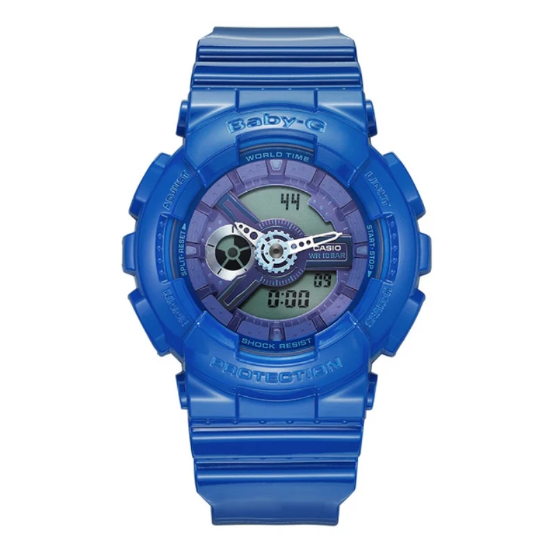 Casio брендовые высококачественные спортивные женские часы baby-g серии, спортивные водонепроницаемые женские часы на открытом воздухе с синим резиновым ремешком BA-110BC-2A