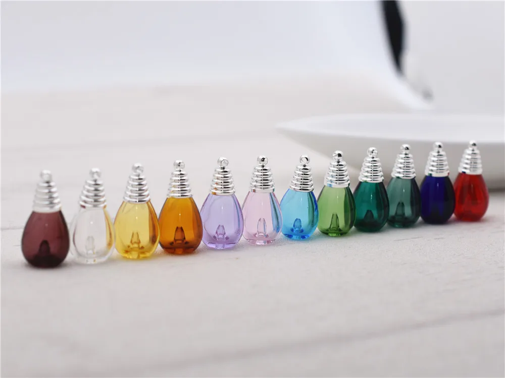 

1pcs water drop vase shape Colored glaze vial glass vial charms Diffuser Perfume Refillable jewelry findings