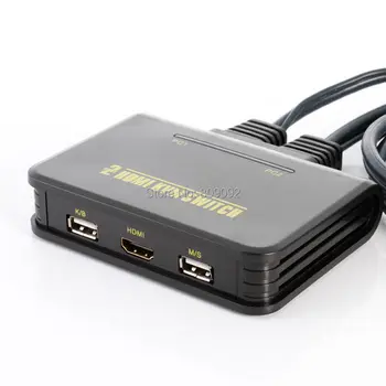 

2 port USB 2.0 HDMI switcher portable easy to use KVM switch connected to the mouse, keyboard, HDMI monitor KVM switch