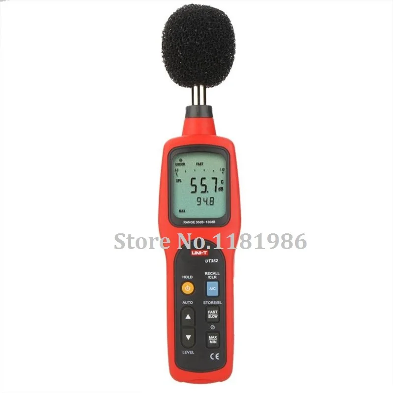 

UNI-T UT352 30-130dB Analogue Bar Graph Digital Sound Level Meter Decibel Meter Noise Tester LCD Backlight A&C Frequency