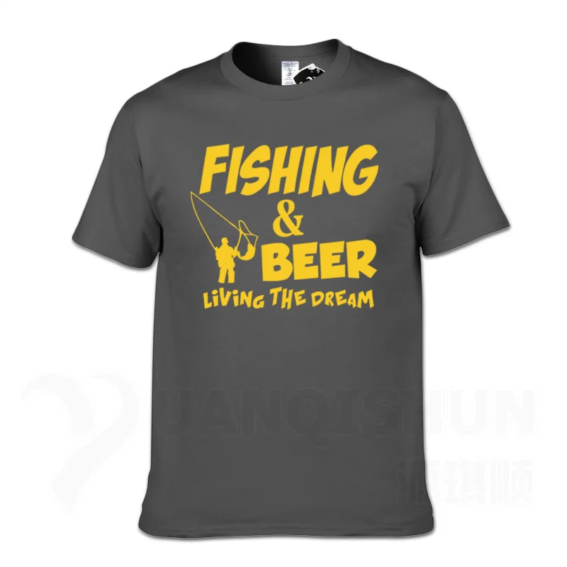 Футболка с надписью «Fishings» и надписью «Fishinger Beer Fish Live The Dream», футболка с надписью «Sporter Flying Fresh Fun Gift», футболки - Цвет: Charcoal gray 2