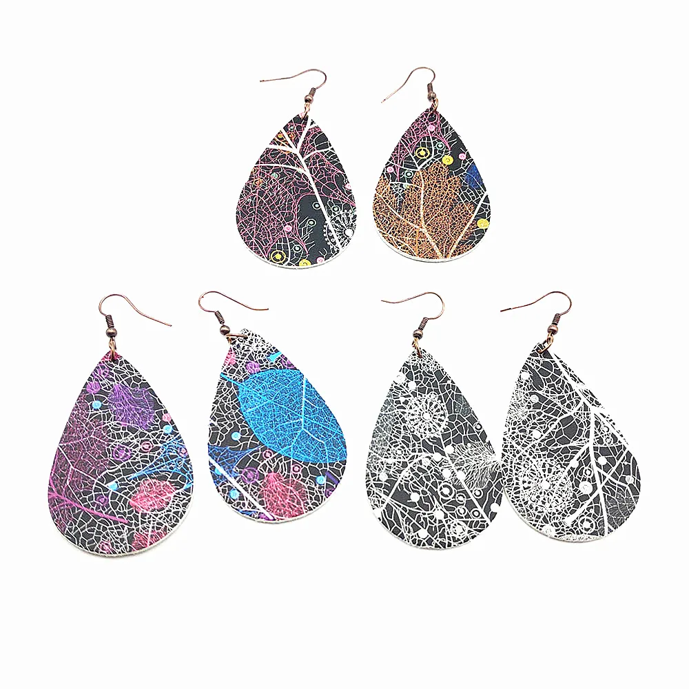 

SOARRISE New Trendy Colorful Leaved Leaf Pattern Leather Earrings For Women Bohemian Multicolor Ethnic Dangle Earrings Jewelry