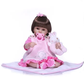 

Nicery 16-18inch 40-45cm Bebe Doll Reborn Soft Silicone Boy Girl Toy Reborn Baby Doll Gift for Pink Dress