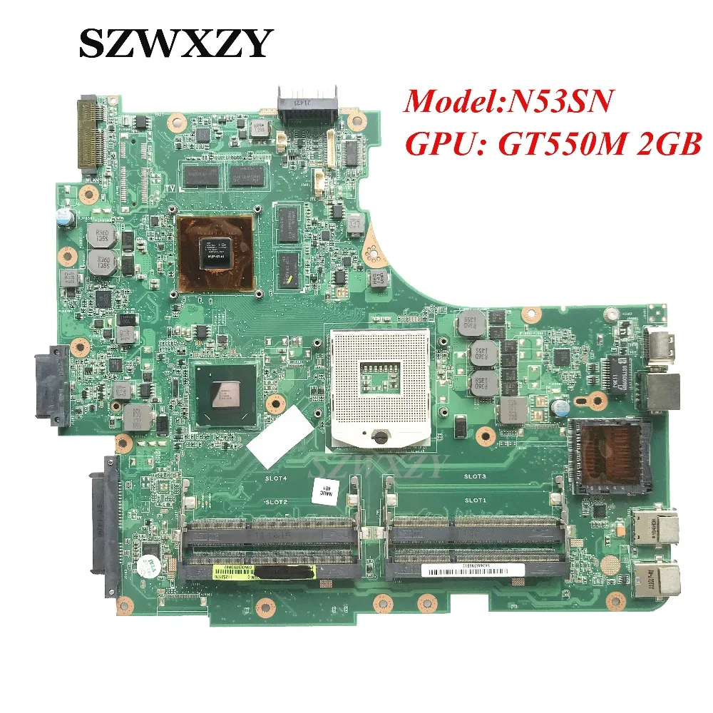 

N53SV MAIN BOARD REV:2.2 For ASUS N53SN Laptop Motherboard 60-N4PMB1300 HM65 GT550M 2GB GPU