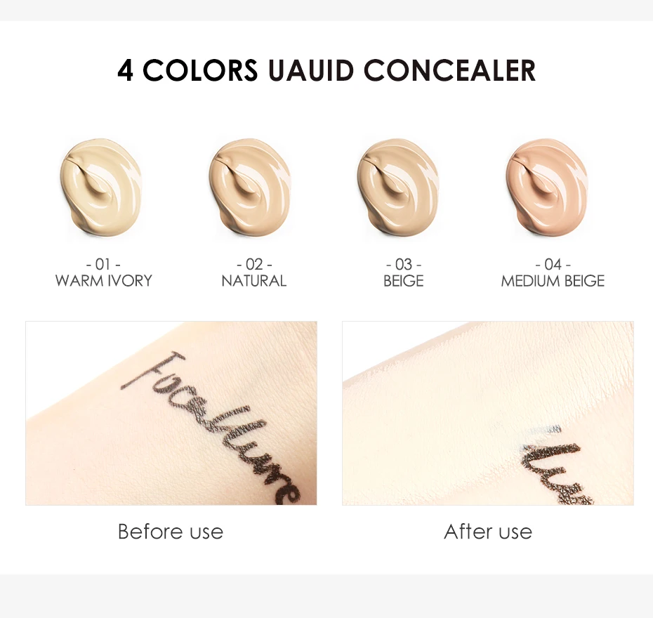 FOCALLURE Big Cover Liquid Concealer Moisturizing Oil-control Waterproof Contour Makeup Face Primer Face Cream Concealer