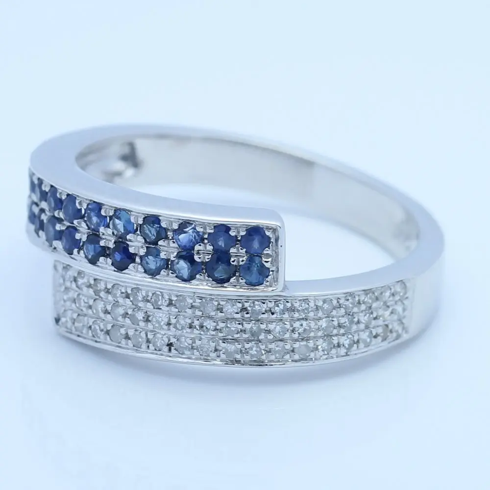 Женское кольцо с натуральным бриллиантом и сапфиром 10 к|natural diamond|jewelry women ringsgemstone