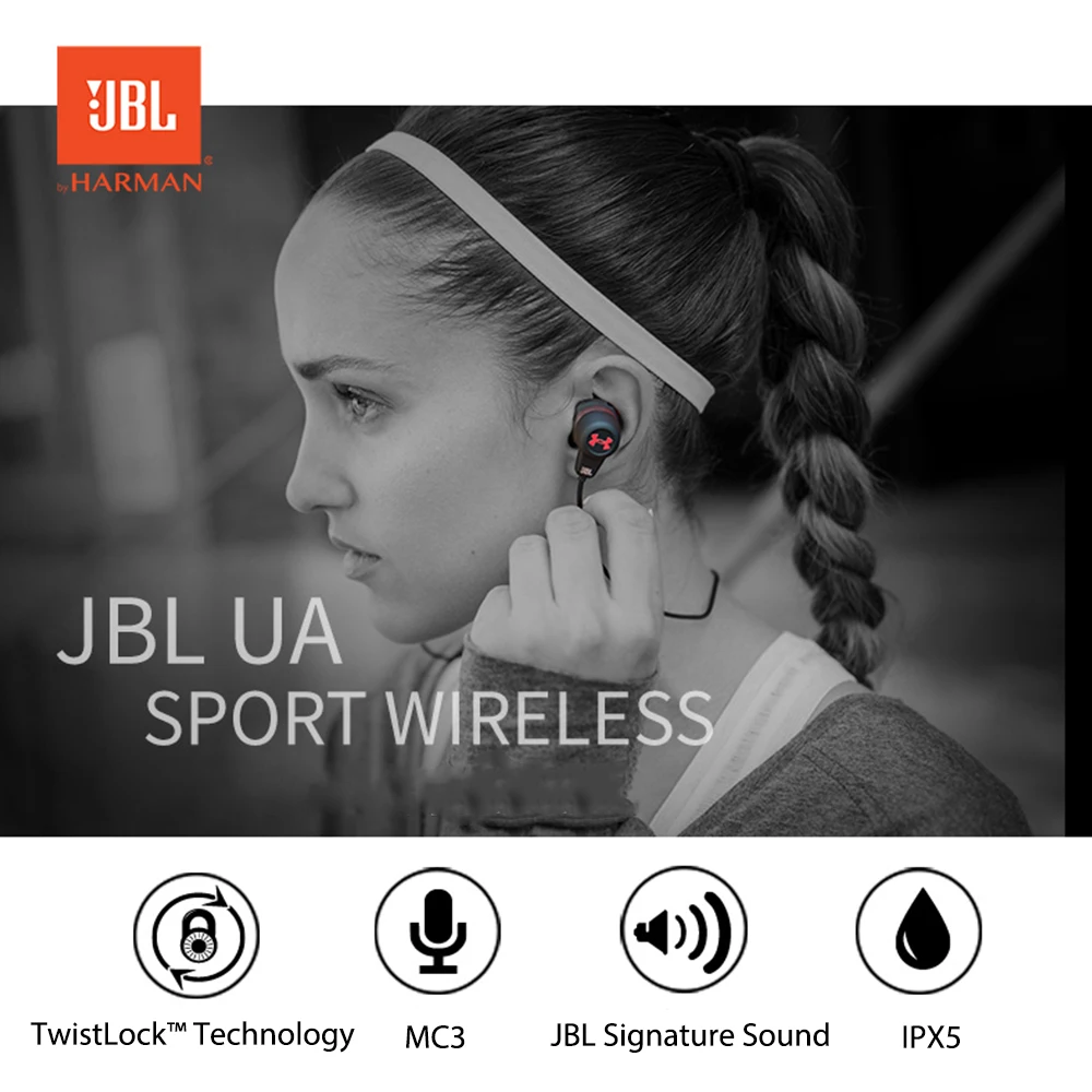 JBL беспроводные Bluetooth наушники UA1.5 музыкальные наушники спортивная Гарнитура Hands-free с микрофоном для iOS Android смартфон Hands-free