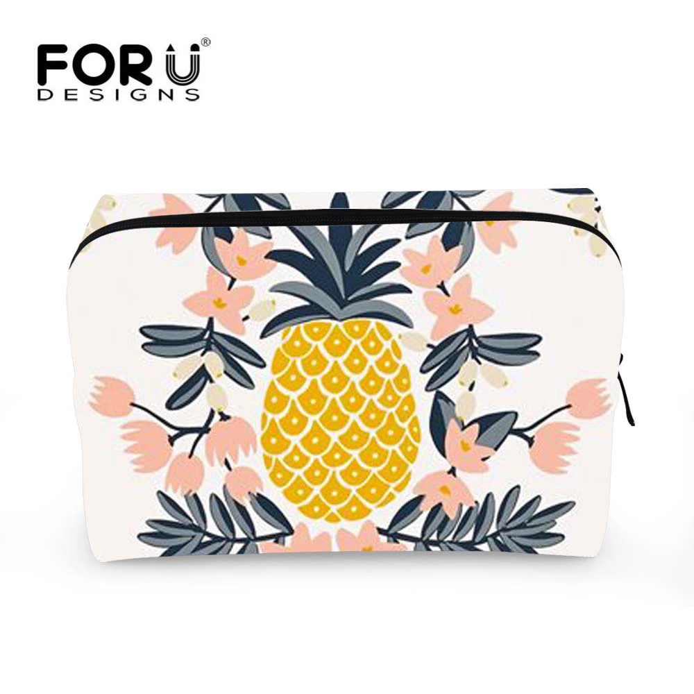 

FORUDESIGNS Pineapple Bag Printing Cute Make up Organizer for Women Travelling Necessaire case with Zipper Beauty toiletries