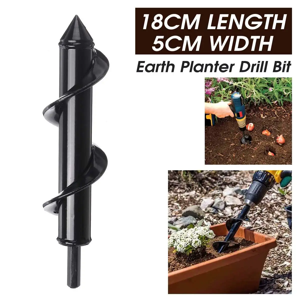 

18CM Earth Auger Drill Bit Fence Borer For Garden Petrol Post Hole Digger Tool DIY Ground Drill Machine Power Tools Accessories