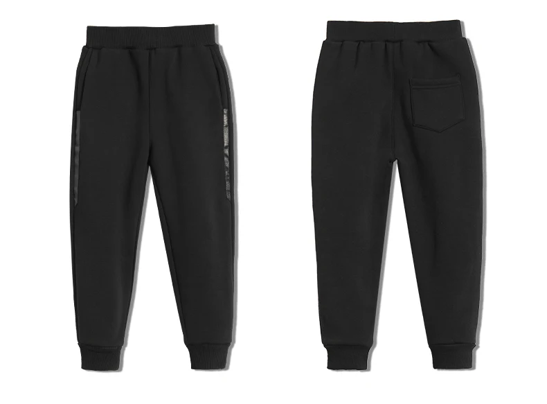 Pioneer camp/Новые Зимние флисовые тренировочные штаны для детей; детская одежда для мальчиков; однотонные брюки; хлопковые теплые штаны черного цвета; BZZ810168