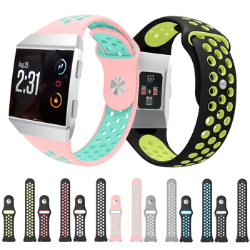 

Two-Toned Perforated Soft Silicone Replacement Wristbands Breathable Sport Straps for Fitbit Ionic Smart Watch Small/Large