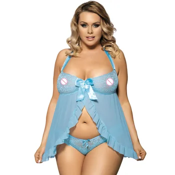 

Ropa Interior Mujer Sexy Erotica Babydoll Lingerie Plus Size Sexy See-Through Halter Langerie Sexy Erotic Underwear RS70200