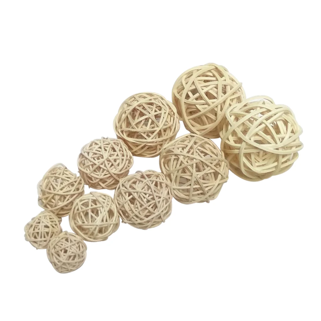 

10 Pcs 3-7cm Natural Ball Shape Rattan Wicker Ball Photo Props Wedding Bowls DIY Trinkets Hanging Home Decor for kindergarten