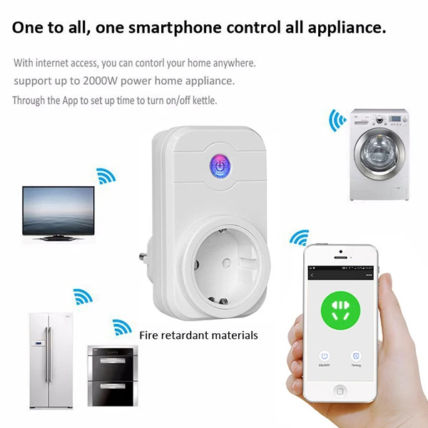 Wi fi беспроводной Smart штепсельное гнездо с переключателем таймер управление мощность ON/OFF домашней автоматизации для Alexa Google дома (ЕС Plug)