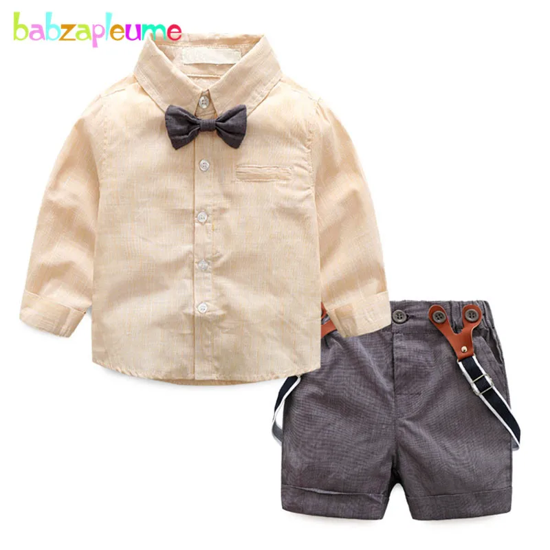 Babzapleume/2 шт/сезон: весна–лето одежда для малышей Детская одежда для мальчиков 1st на день рождения джентльмена рубашка + Шорты для женщин