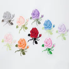 SASKIA 10 шт./партия, вышитый розовым утюгом патчи для одежды, DIY Одежда, Лоскутная наклейка на заказ с цветочной аппликацией, смешанный цвет