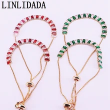 8 шт., Новое поступление, золотой цвет, кубический цирконий, Теннисный браслет-цепочка, Модные женские ювелирные изделия для девочек