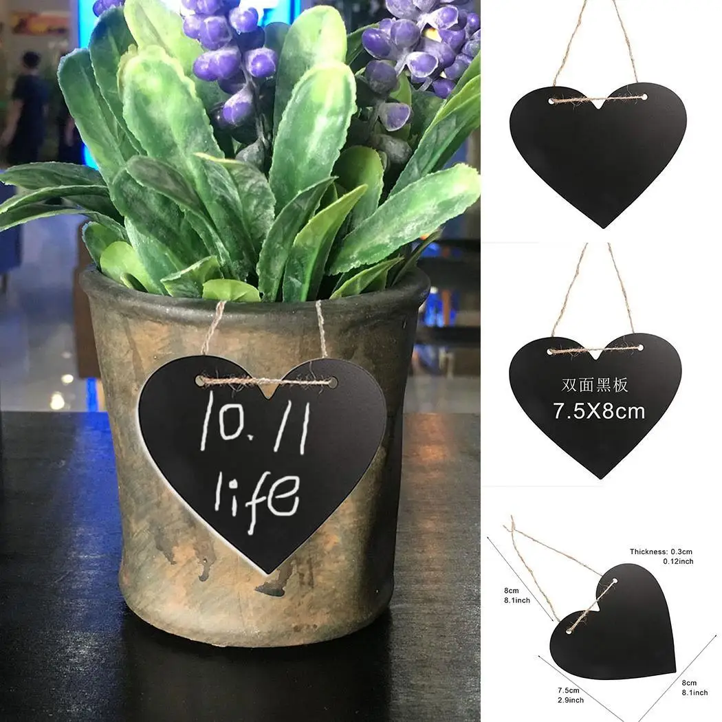 10 шт. BlackBoard DIY ремешок в форме сердца Двусторонняя черная доска Подвески