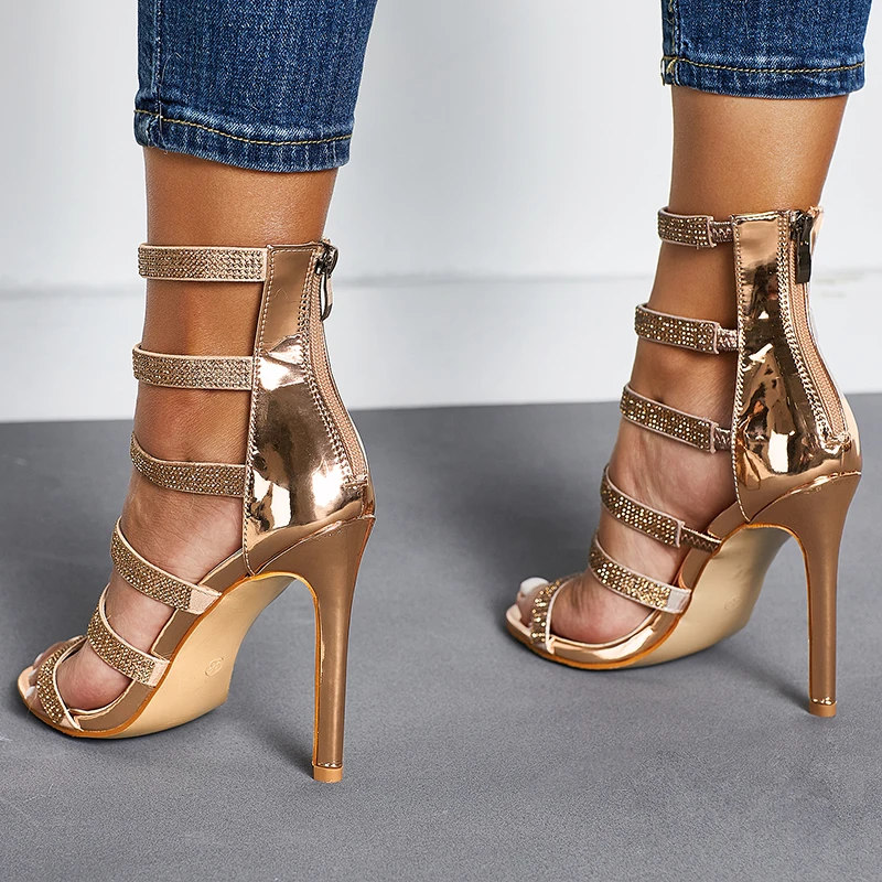 rhinestone high heel sandals