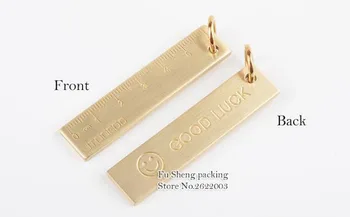

100pcs/lot Golden Rule Mini Vernier 6cm Small Copper Ruler Key Pendant Outdoor Measurement Gadget straightedge stationery Ruler