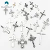 MIX 26pcs/lot Vintage Silver Zinc Alloy Jesus Cross Pendant Religious Faith Charm Frame Jewelry Finding Making 22401 ► Photo 3/6