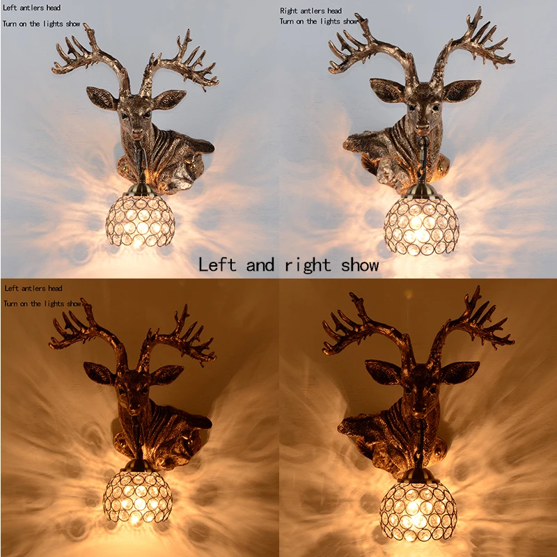 

SETTEMBRE Crystal Wall Led Light Antler Wall Lamp Novelty Light Fixtures Bedroom Living Room Loft Decor Gold Color Bedroom Lamp