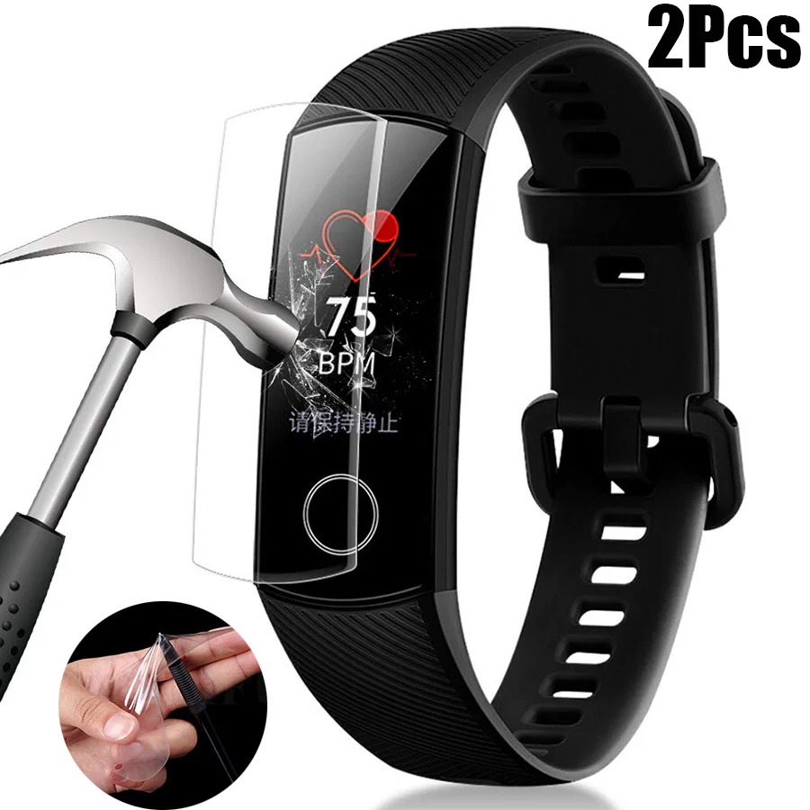 

2Pcs 10D Soft TPU HD Ultra Clear Protective Film For Huawei Honor Band 4 Band4 Smart Wristband Full Screen Protector Cover