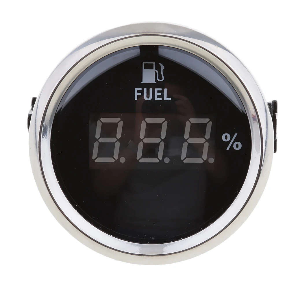 2' 52mm Black Chrome Digital fuel level gauge  0-190ohm signal Indicador de nivel de combustible jauge de carburant Auto Parts
