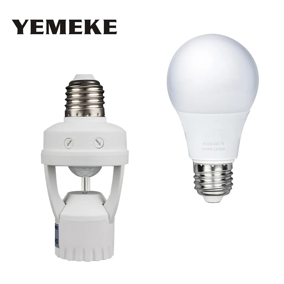 

E27 LED Bulbs Tubes 3w/5w/7w/9w/12w/15w with PIR Induction Infrared Motion Sensor Socket E27 lamp holder spotlight led lampada